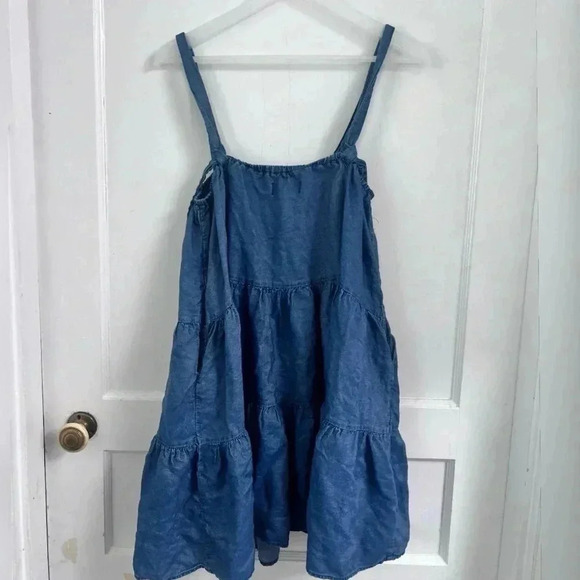 Petal + Pup Denim Chambray Tiered Dress Size 2 - Picture 3 of 3